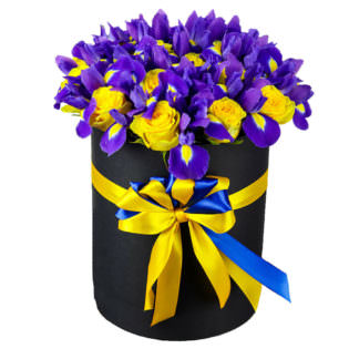 Цветы в коробке "Фиолетовые бабочки"